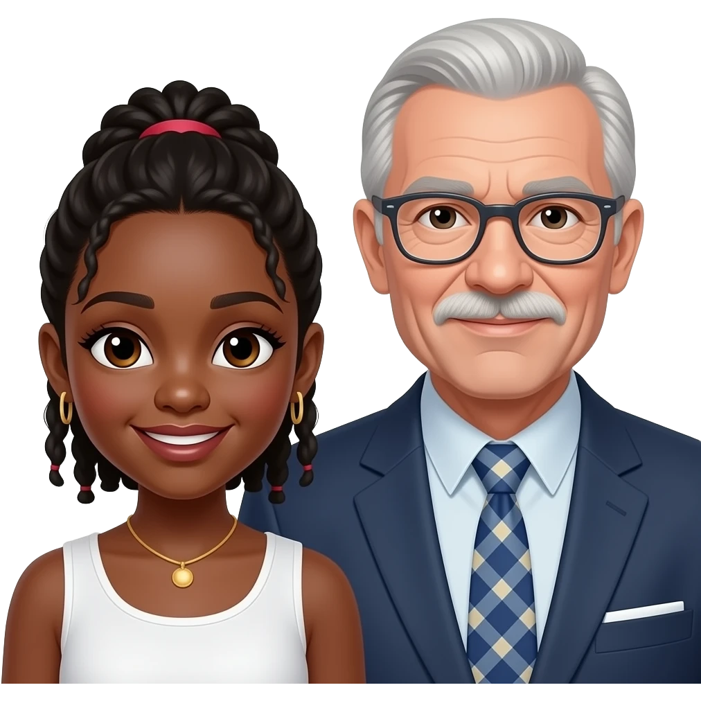 Ebony girl white older man emoji