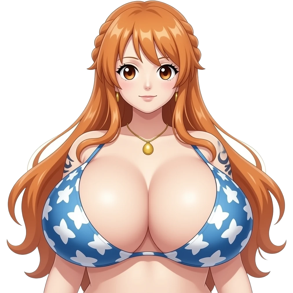 nami con pecho exsajeramente  grandes mostrado el cuerpo completo emoji