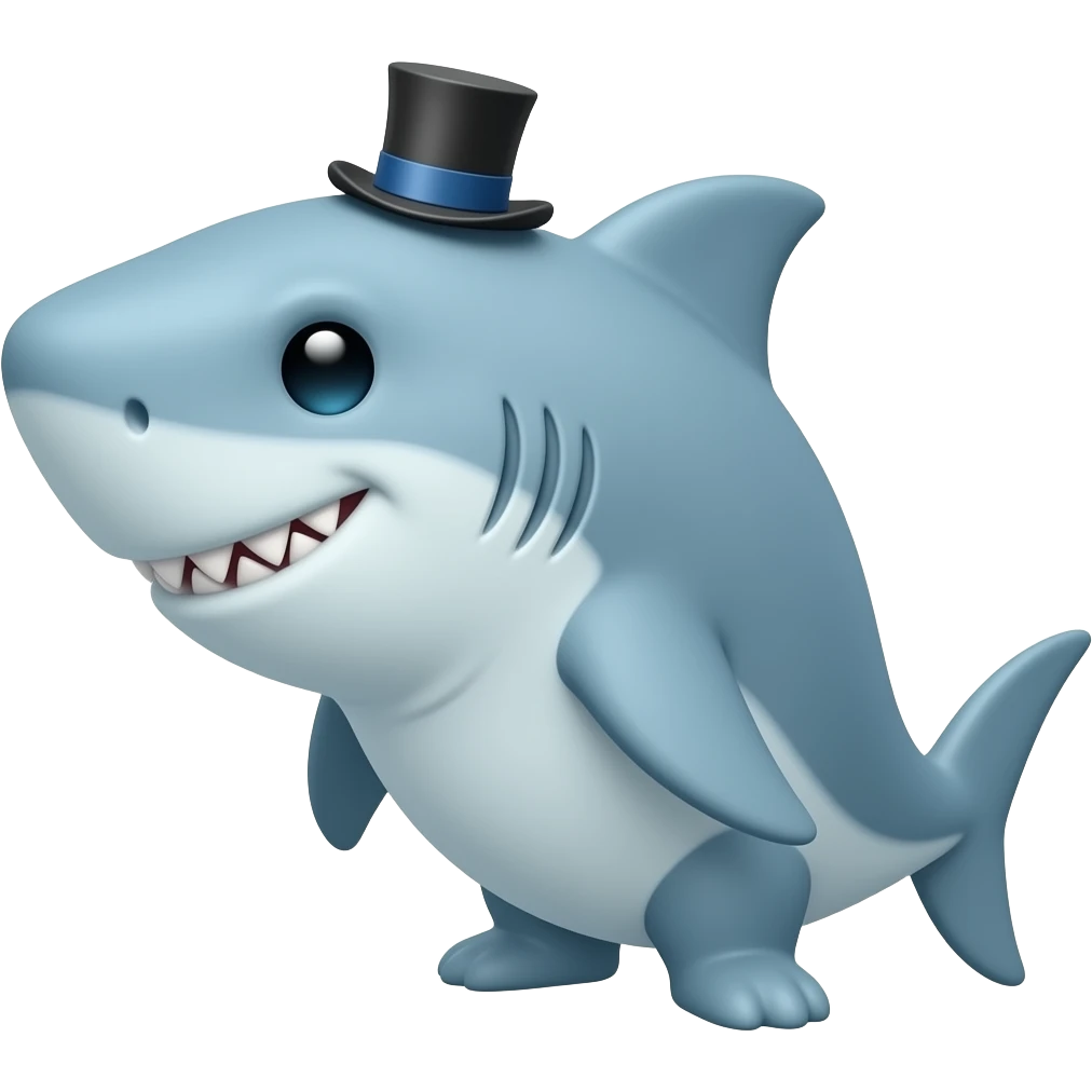 Shark with a top hat emoji