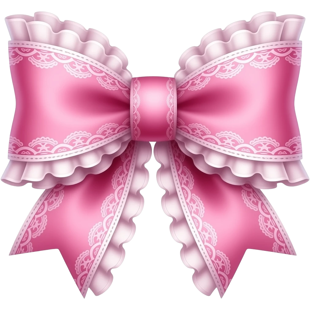 vintage rococo pink neon bow with lace and frills emoji