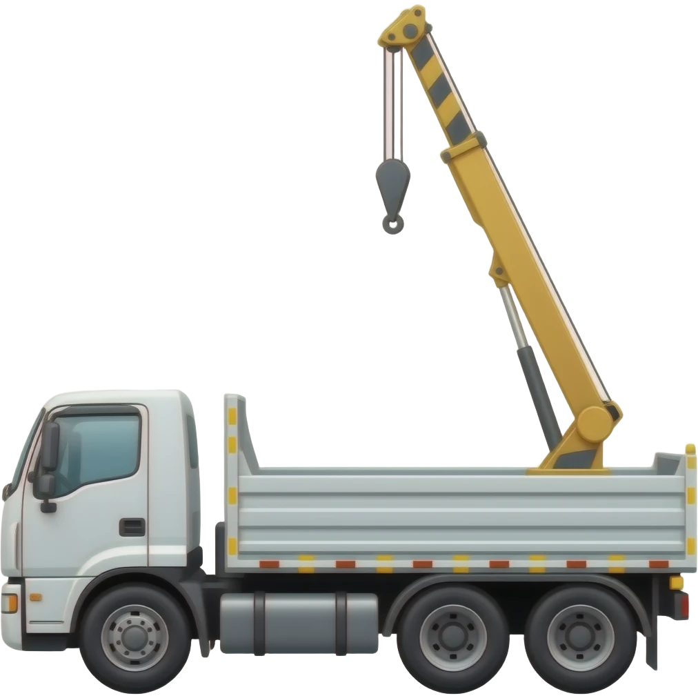 white construction material delivery truck flatbed with hiab emoji