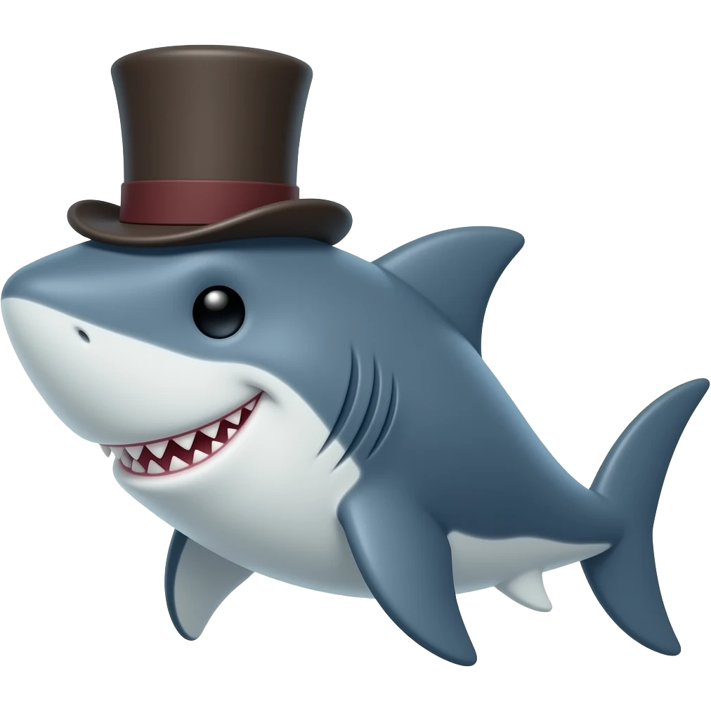 Shark with a top hat emoji