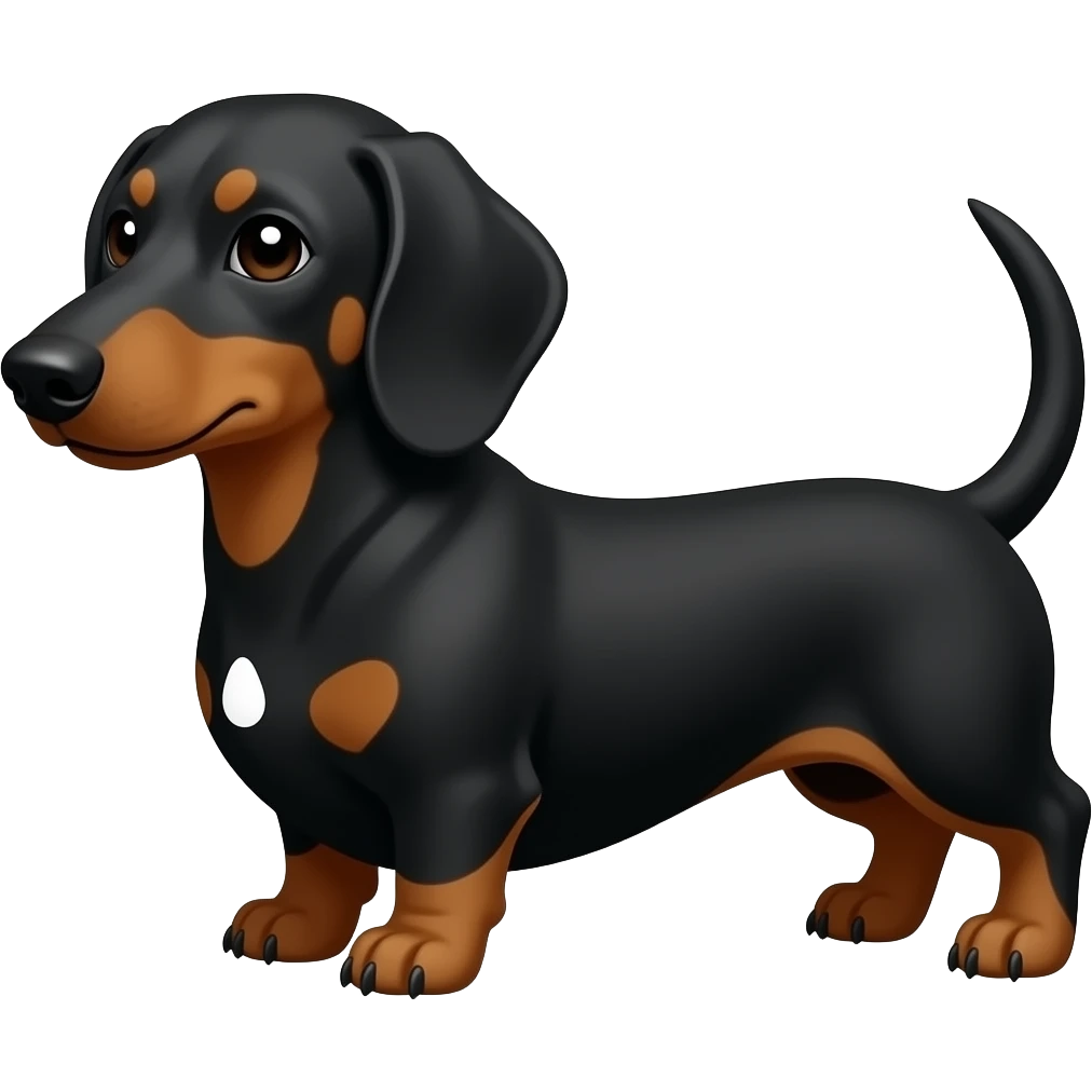 perro salchicha negro con una manchita blanca eñ el pecho emoji