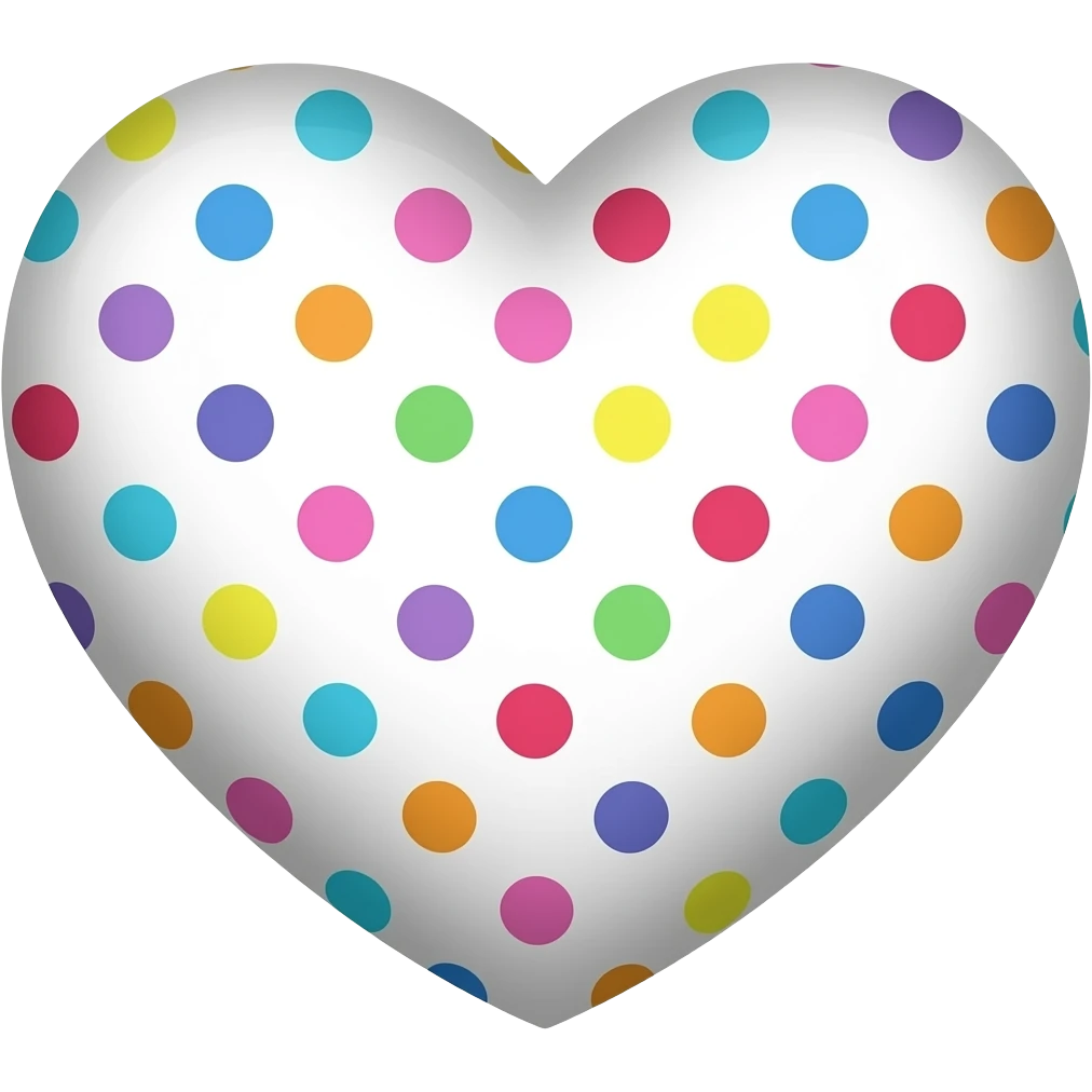 white colourful polkadot heart emoji