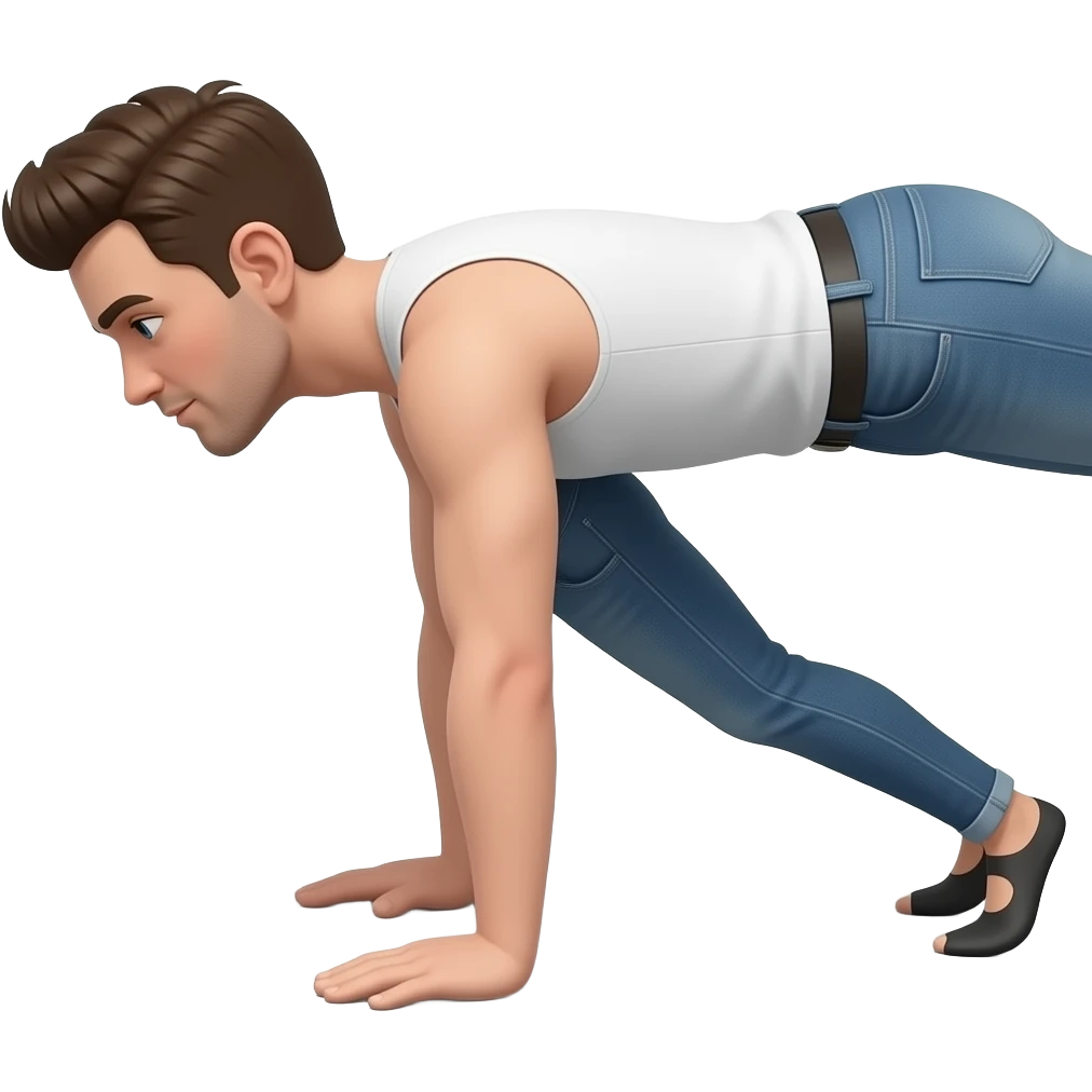 doiny planche, hands on the floor, shoulder like 50º flexed, arms straight, shoulder blade protraction, and parallel to the ground. Side view emoji