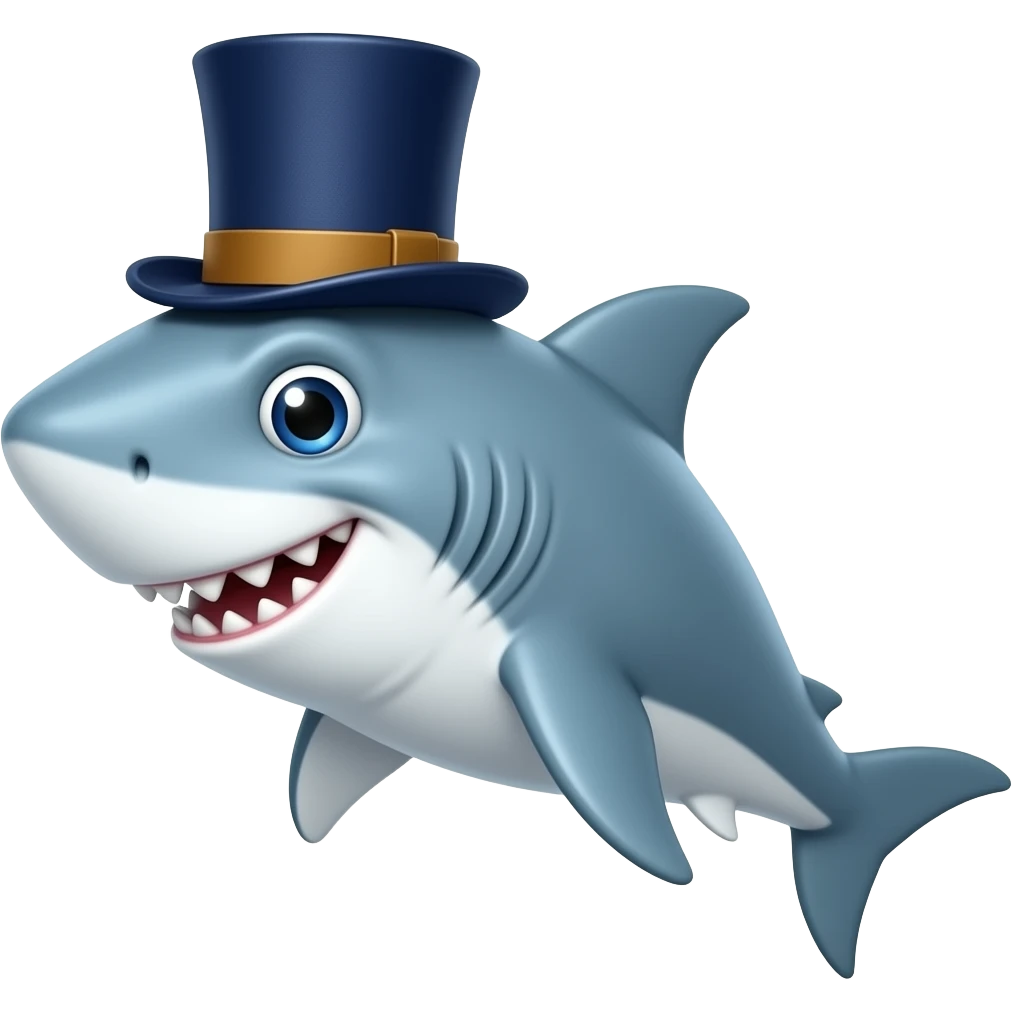 Shark with a top hat emoji