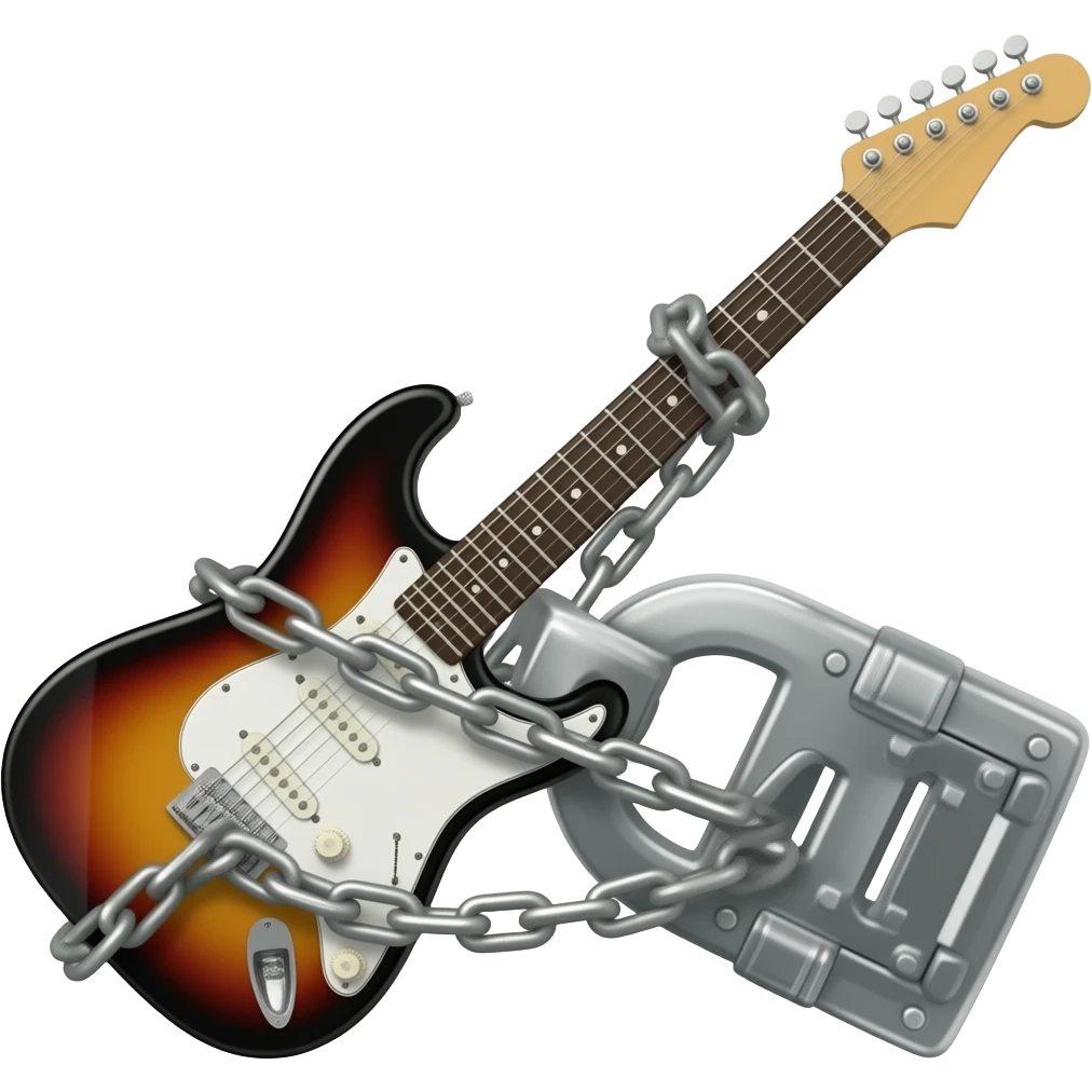 Electric guitar locked by chains emoji