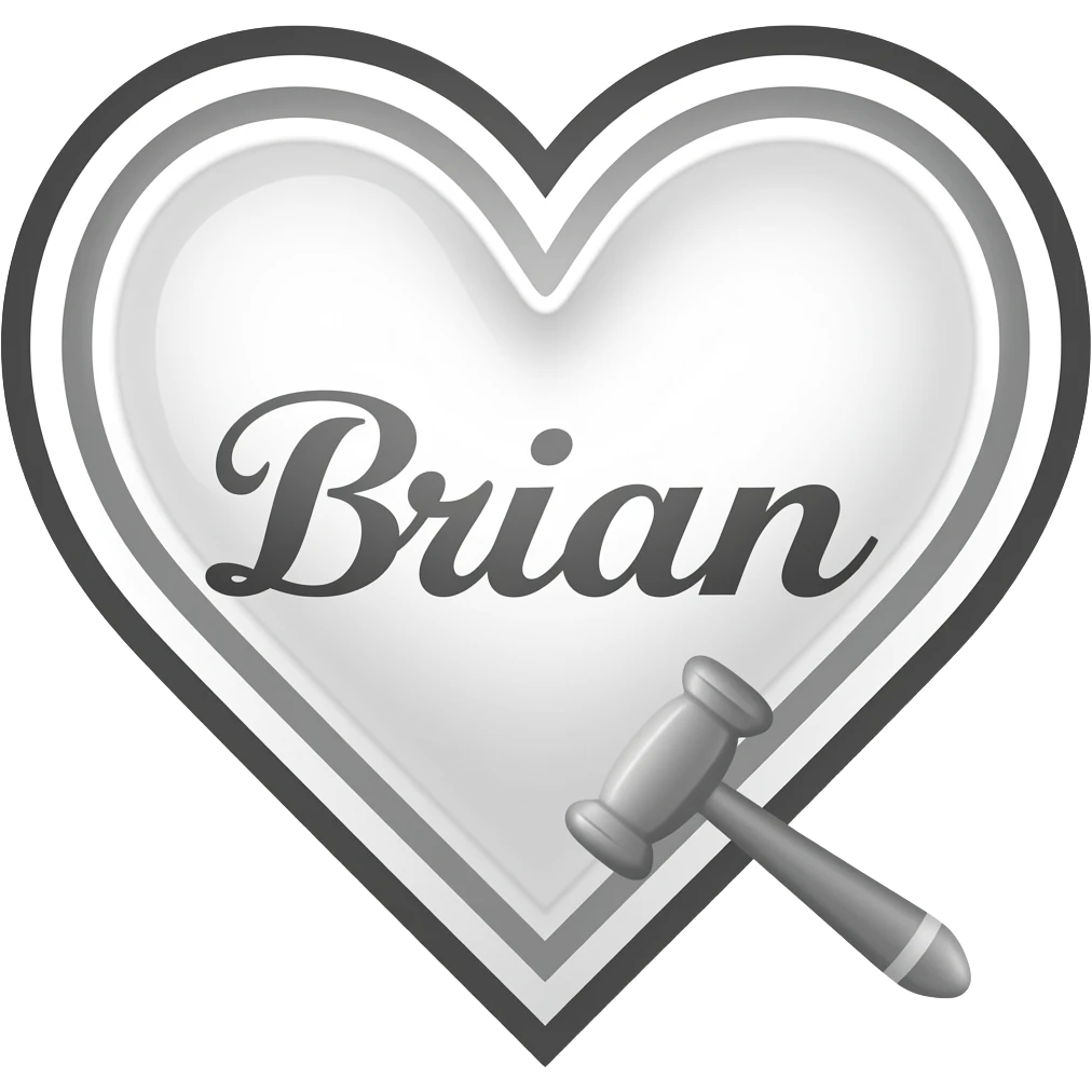 make a heart shape with a judge hammer and Brian inside get rid of the guy outline the heart and add a brian emoji
