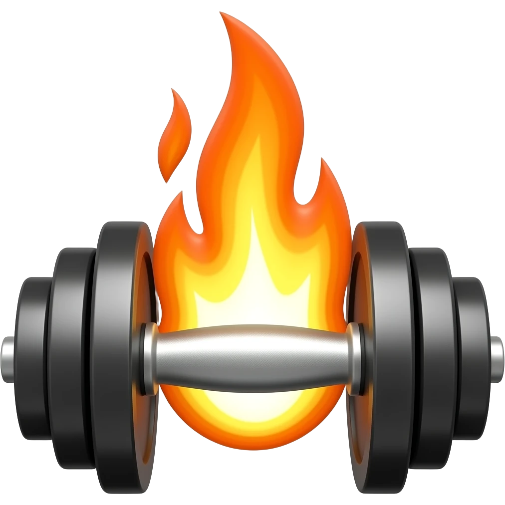dumbell with flame emoji