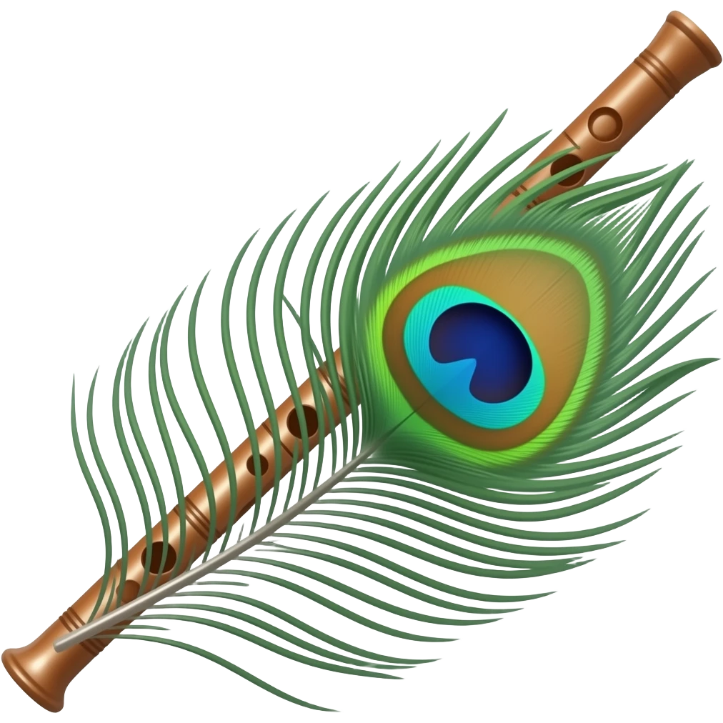 flute with peacock feathers emoji