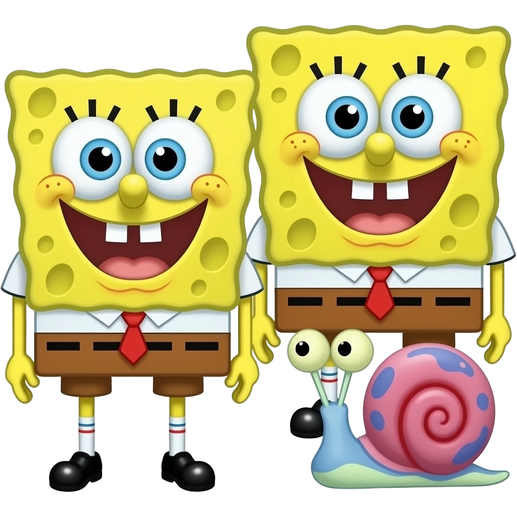 SpongeBob Full body, Sandy Cheeks Full body, and Gary the Snail Full body emoji