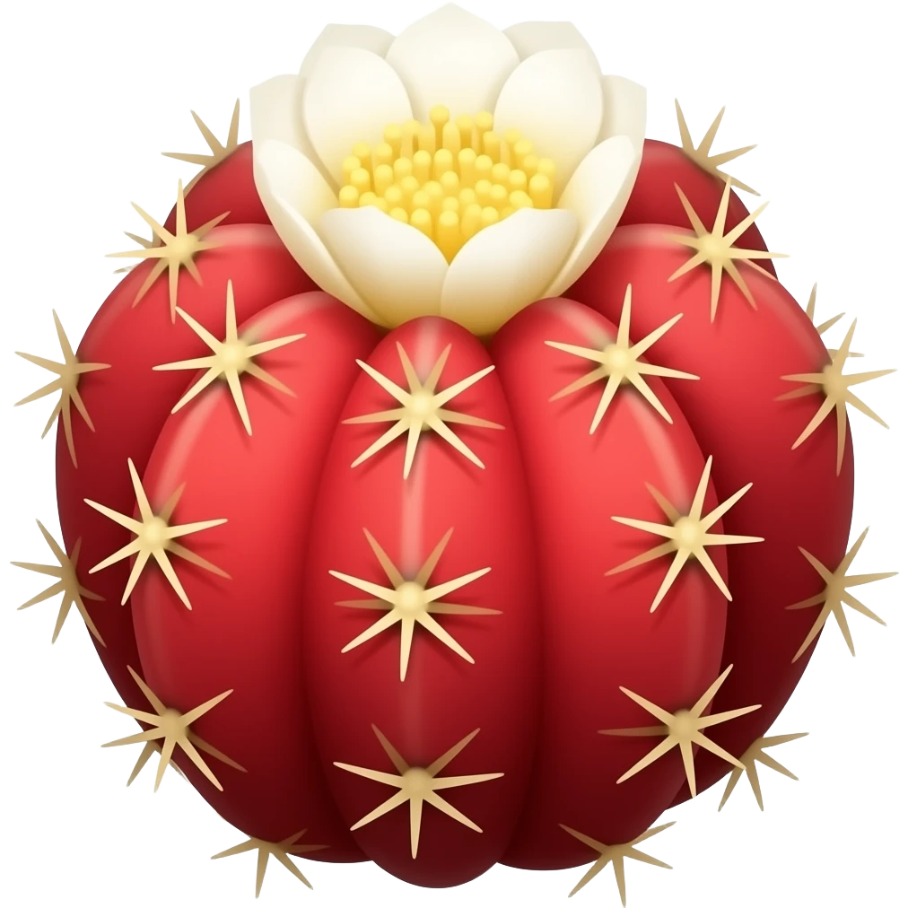 red cacti with a white flower emoji