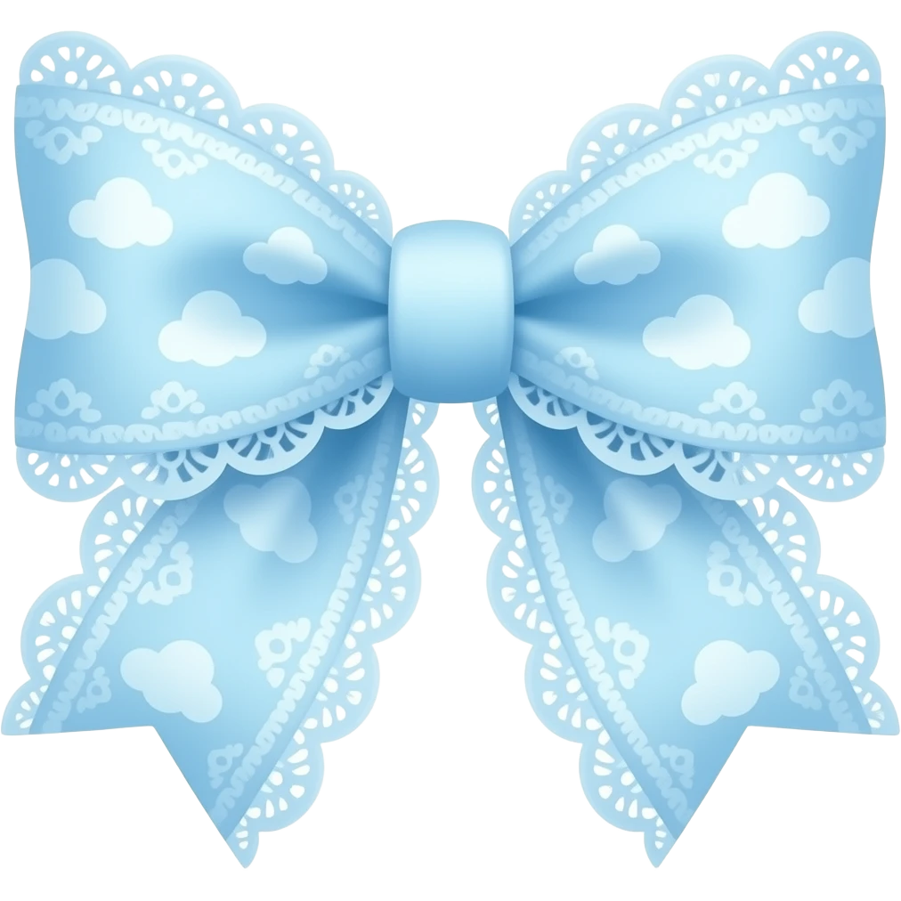 Cute cloudy light blue bow lace coquette bow emoji
