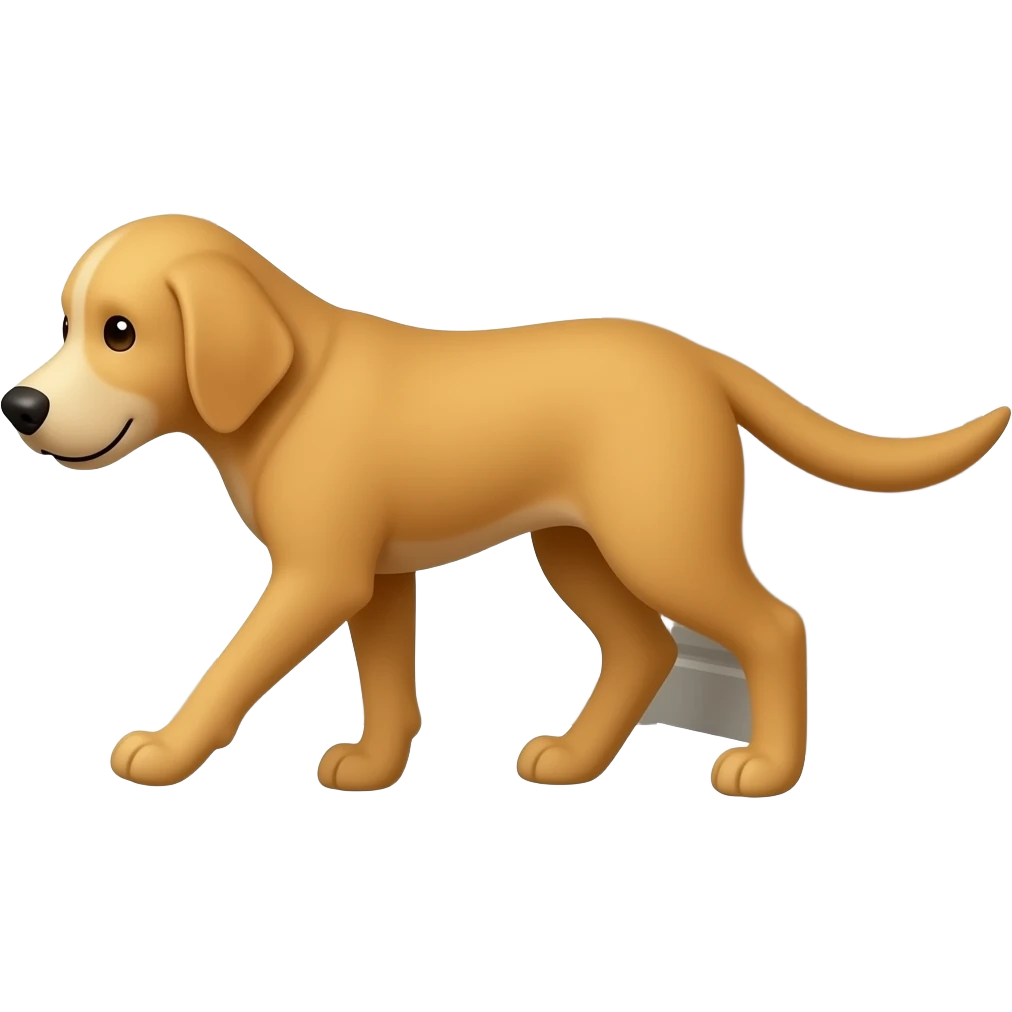 The Golden dog walks into the home. emoji