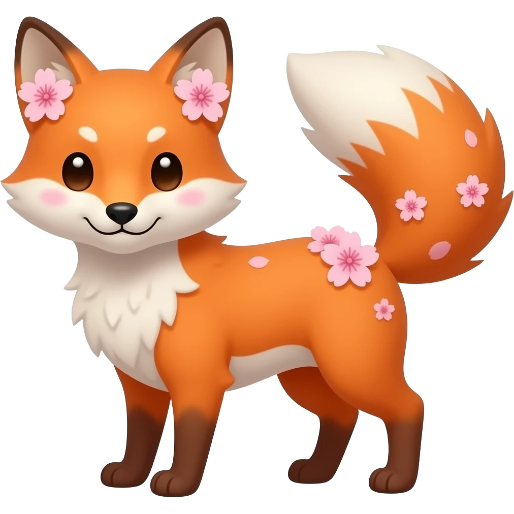 A sunset coloured kitzune with little sakura flowers emoji