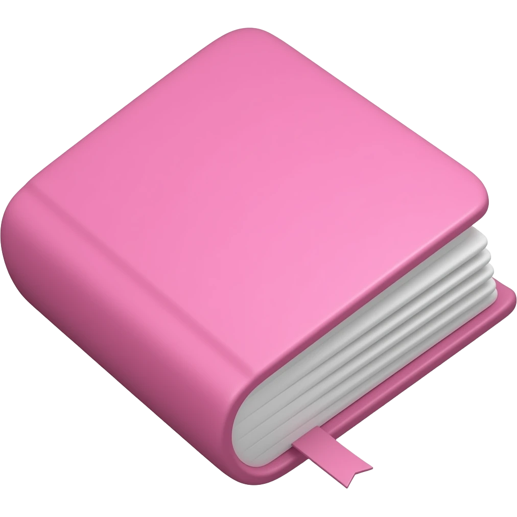 open notebook with pink cover emoji