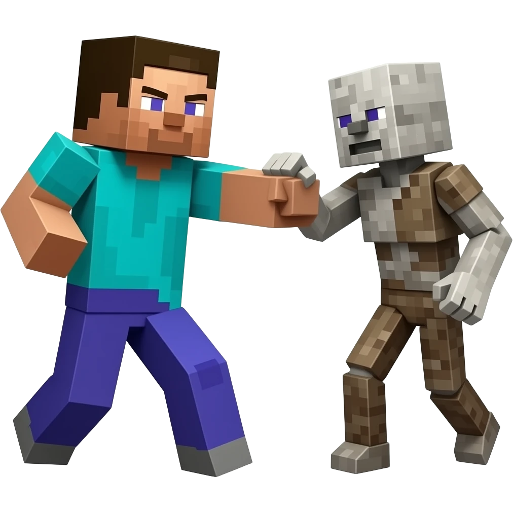 Minecraft Steve fighting with enderman emoji