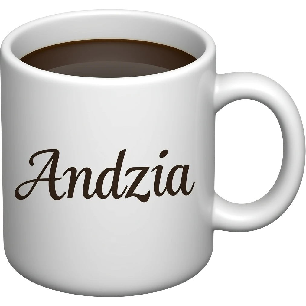 Kubek z kawą z napisem Andzia emoji