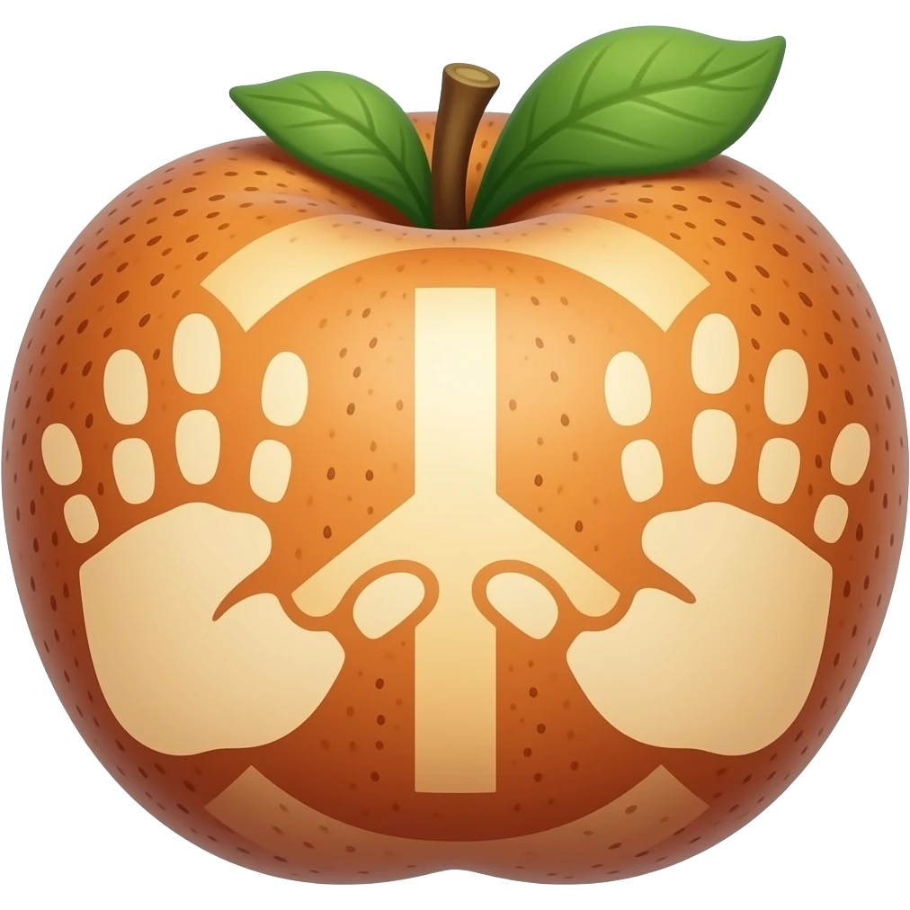 Peace fruit with hand prints emoji