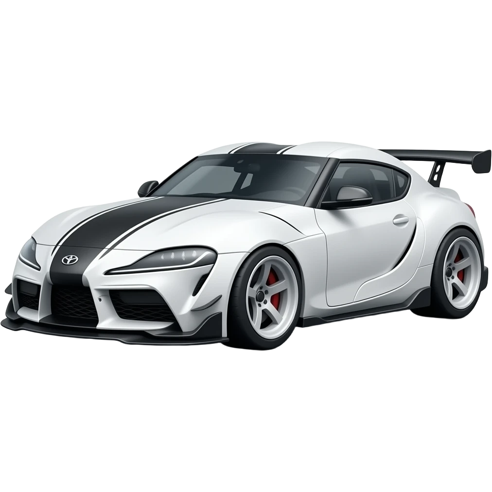 A Toyota supra shaped white rally car emoji