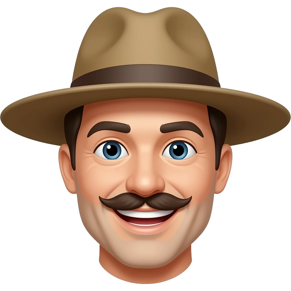 повар с шляпой с широкой улыбкой и усами emoji