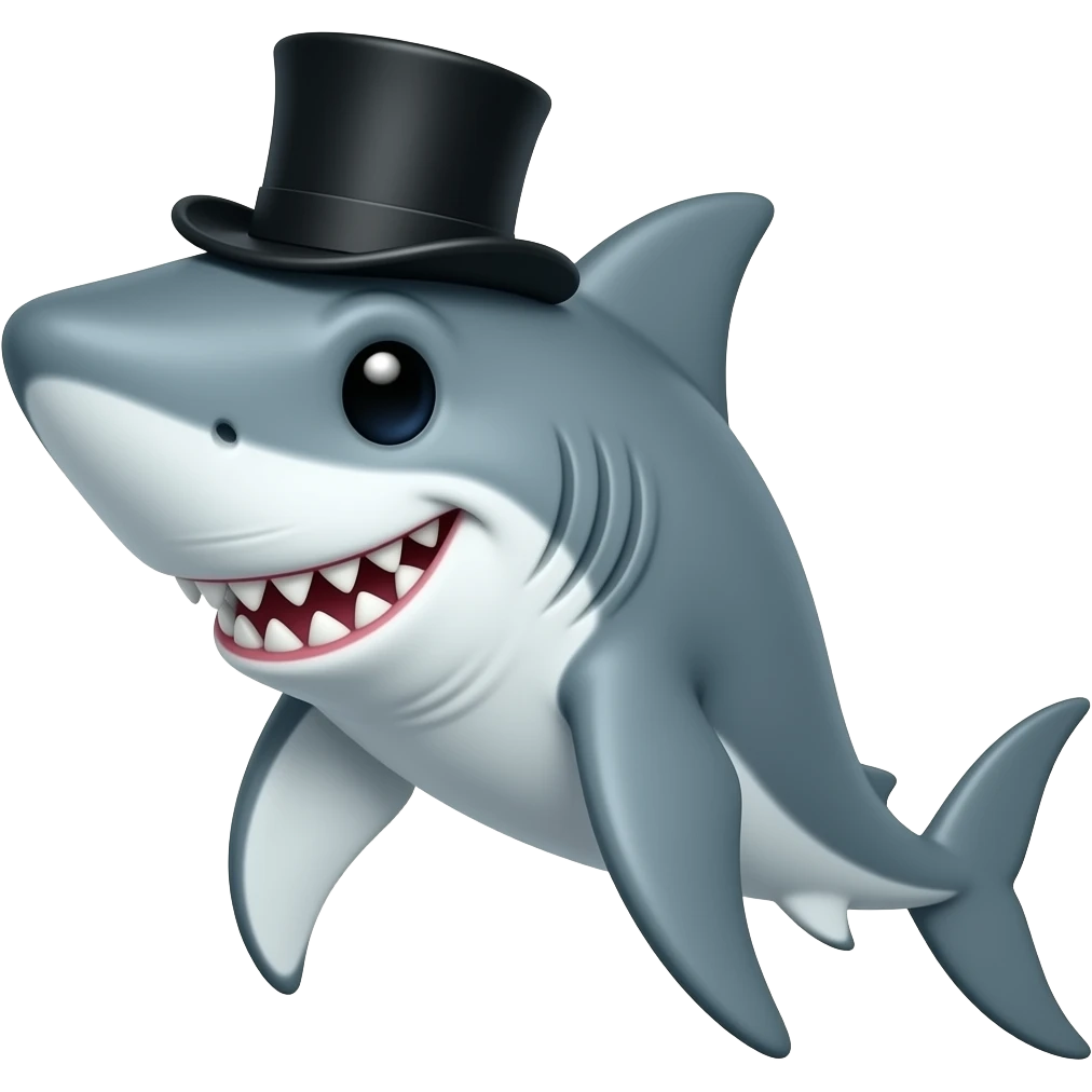 Shark with a top hat emoji