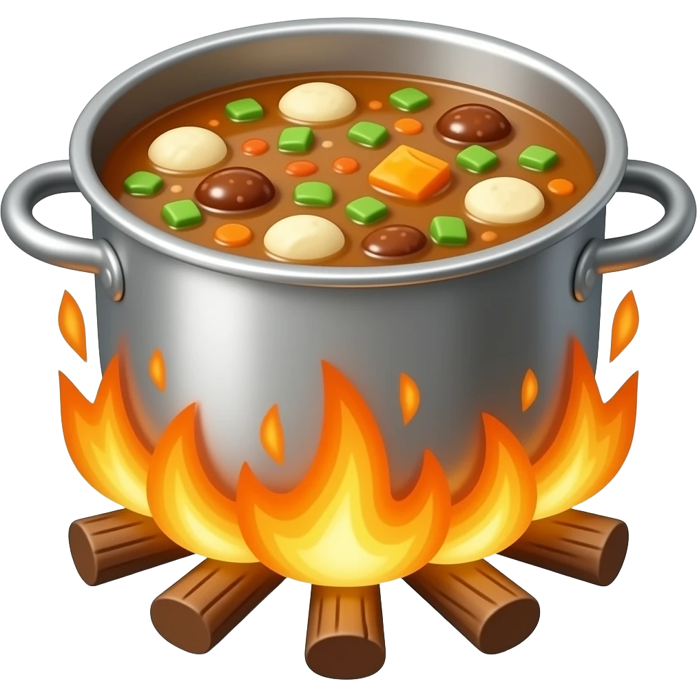 סיר פויקה על האש עם תבשיל emoji