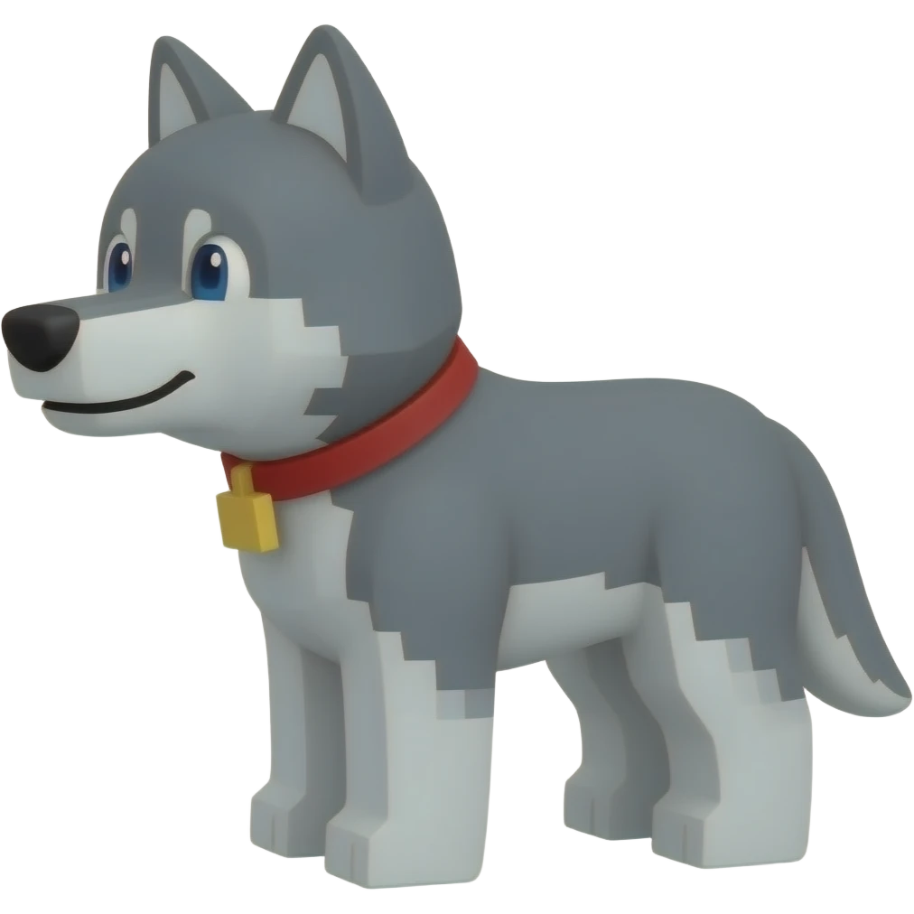 Minecraft wolf-dog with red collar emoji