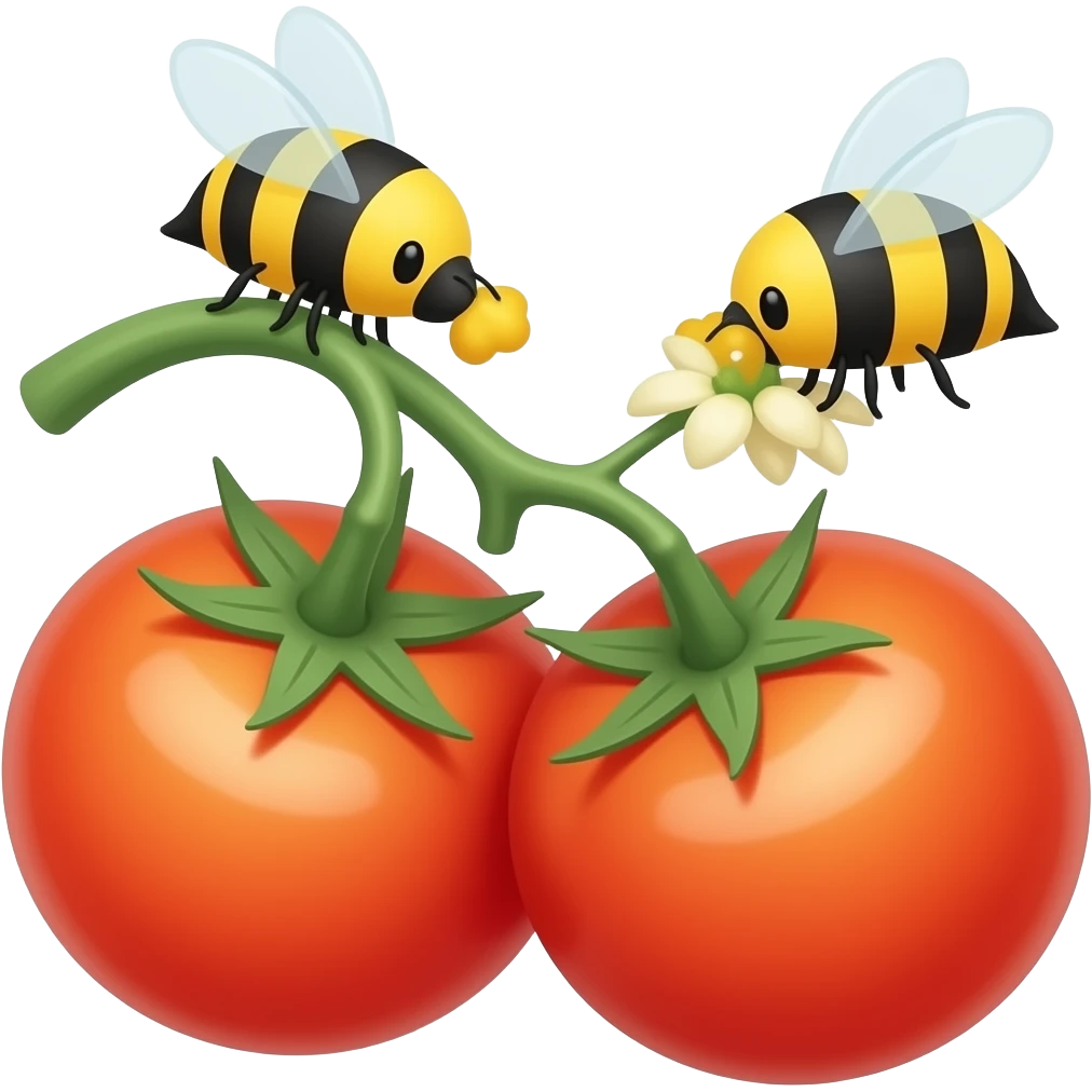 cute bumble bees pollinating date tomatoes emoji