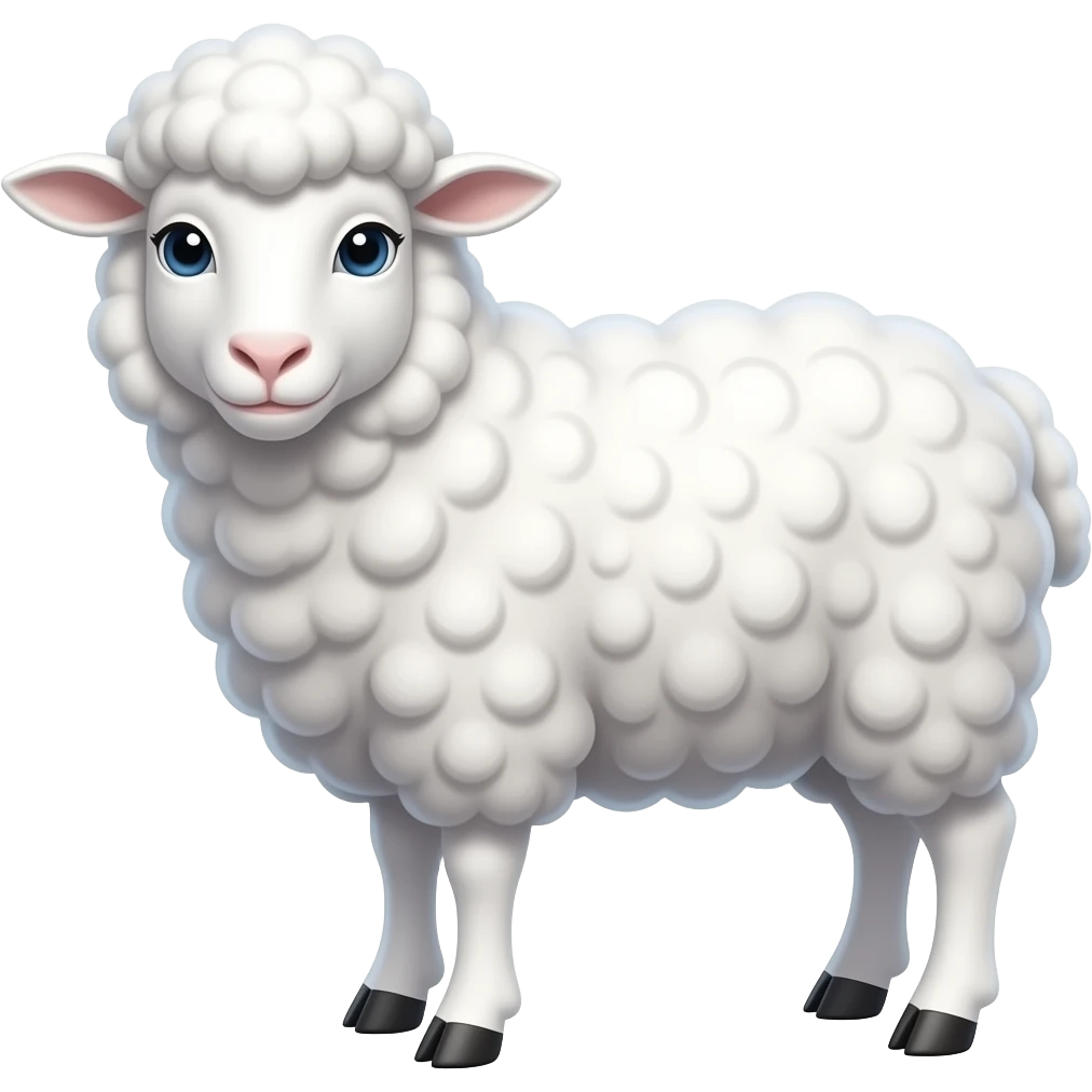 white bright shining sheep looking towards camera emoji