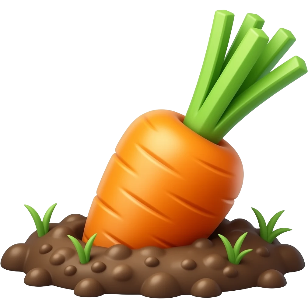 갈색 밭에 당근이 반만 묻혀있는 emoji