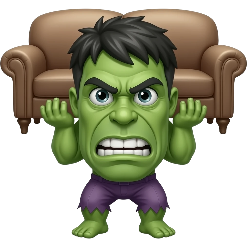 Hulk picking up a sofa emoji