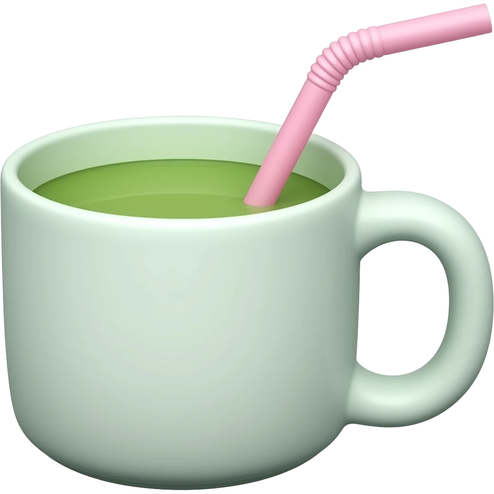 Matcha cup with pink straw emoji