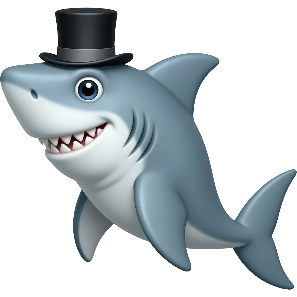 Shark with a top hat emoji
