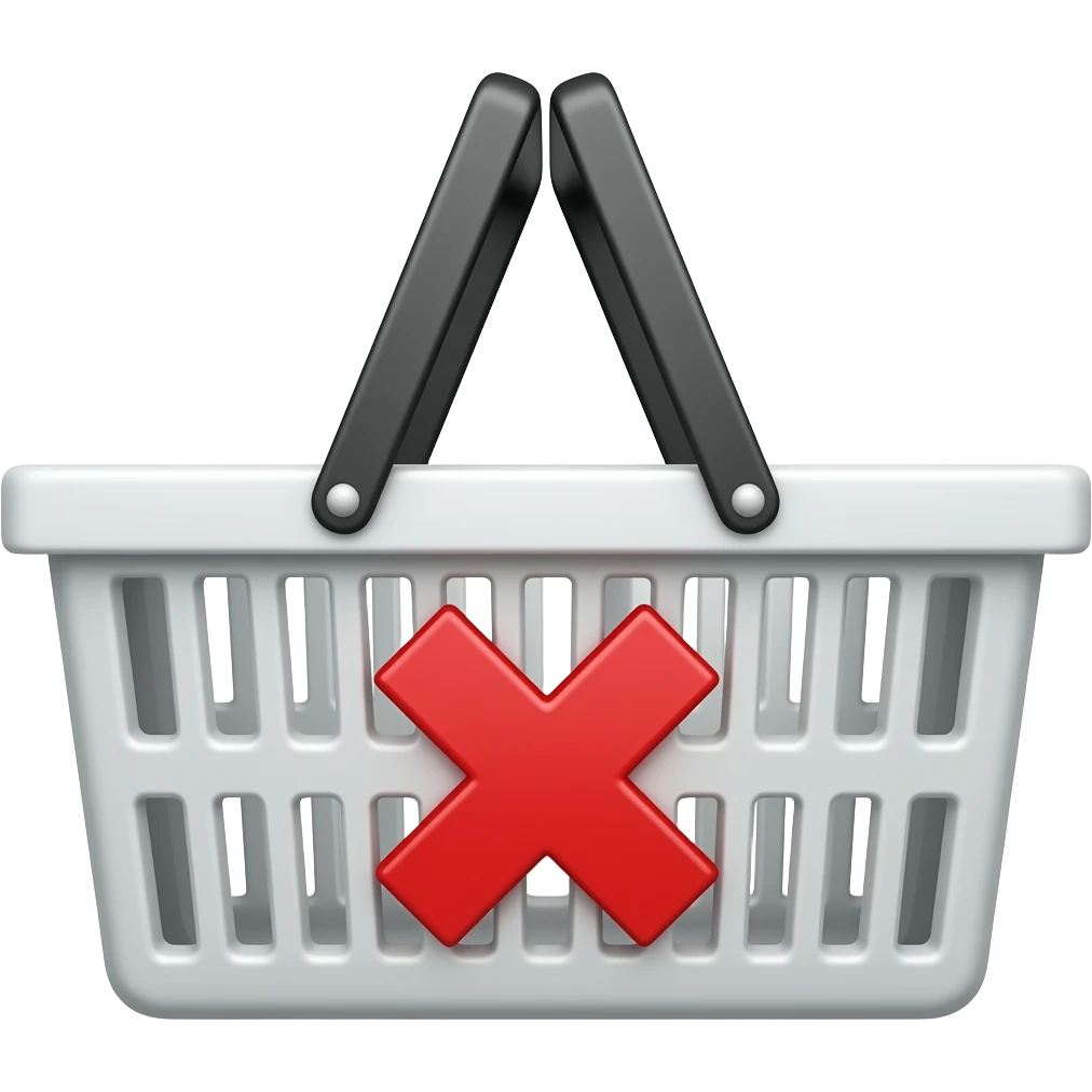 shopping basket with a red x on it emoji