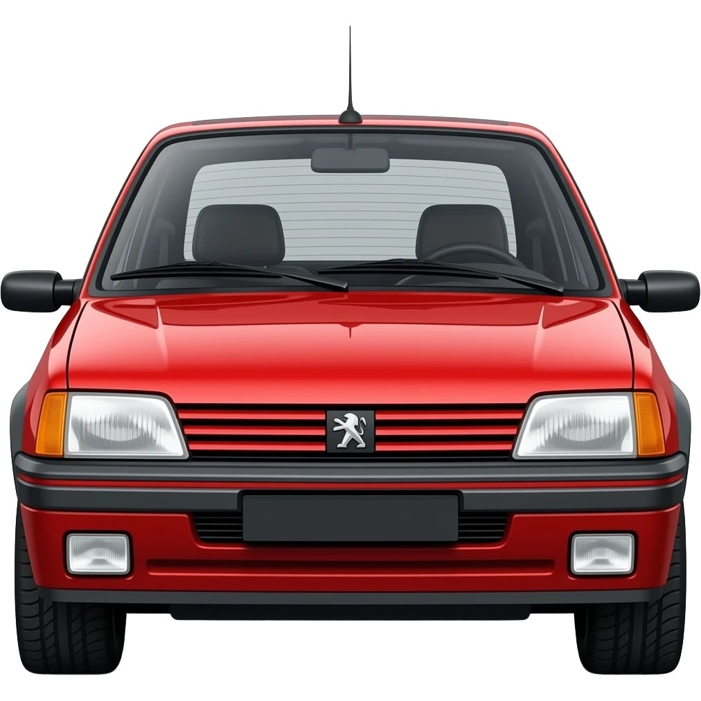 red peugeot 205 gti , hyper real, highly detailed emoji