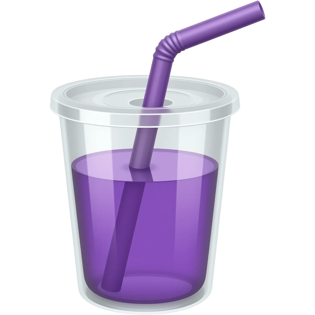 clear cup with no lid and straw and purple liquid emoji
