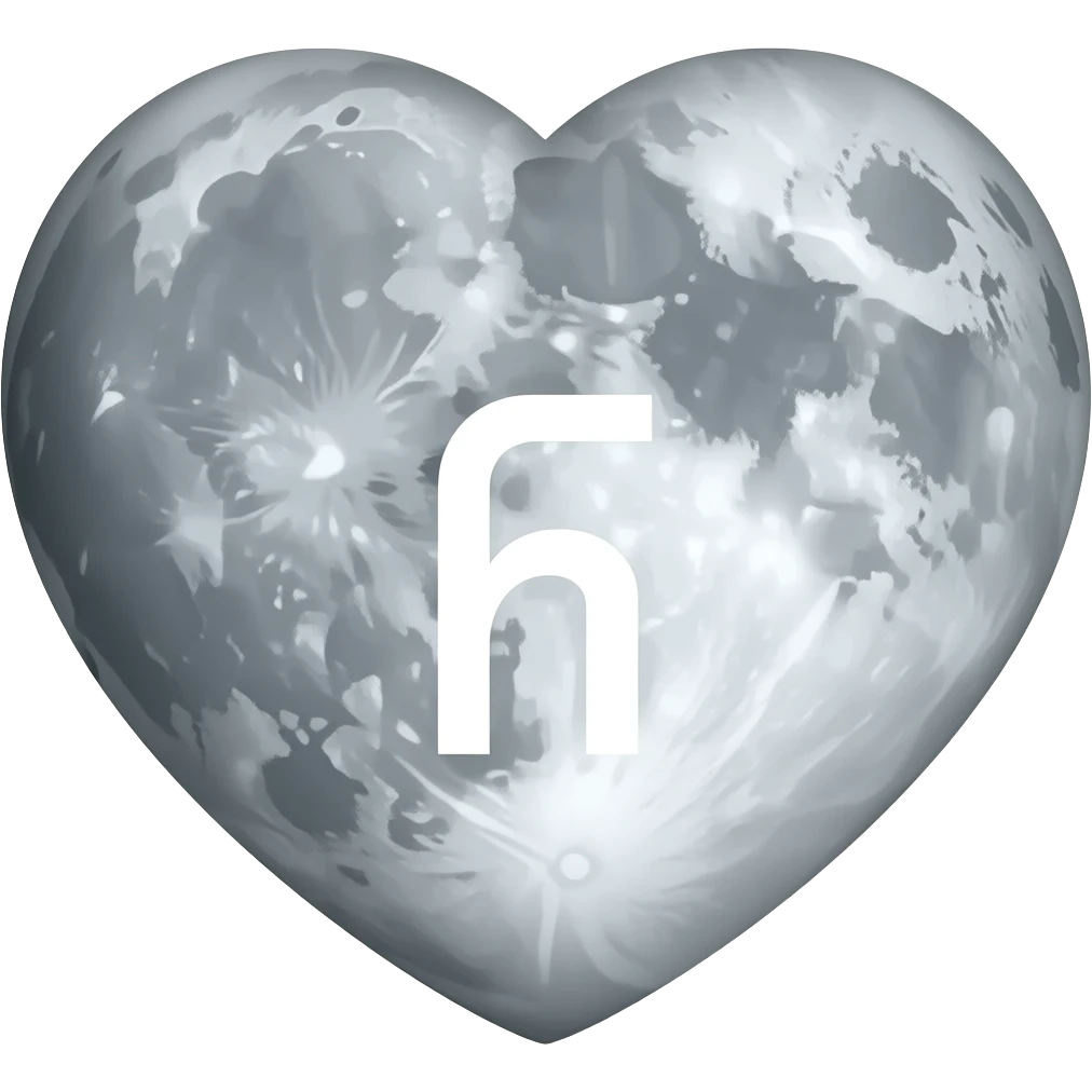 a heart shaped moon with the "repeat" symbol in the middle emoji