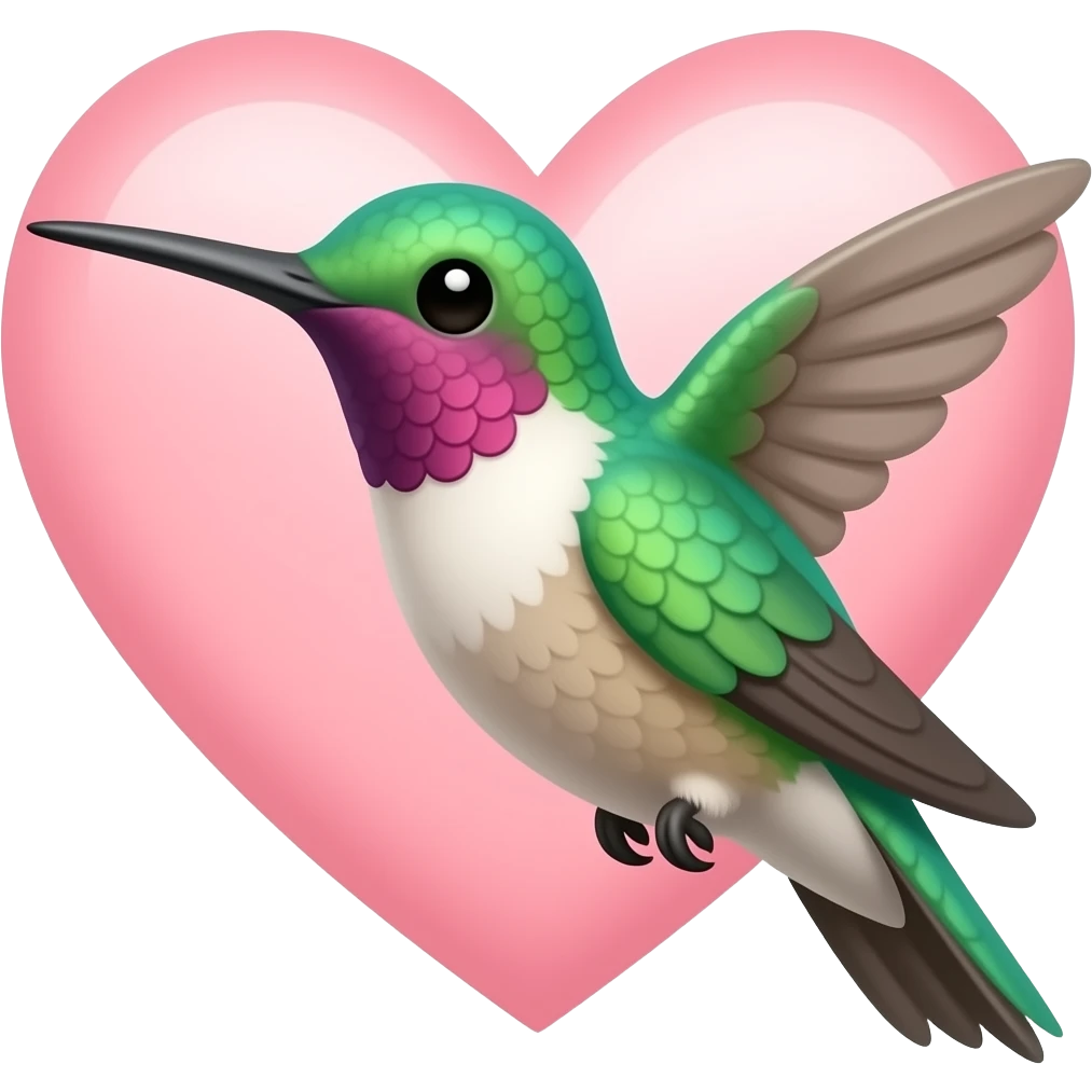 Cute colibrí with heart emoji