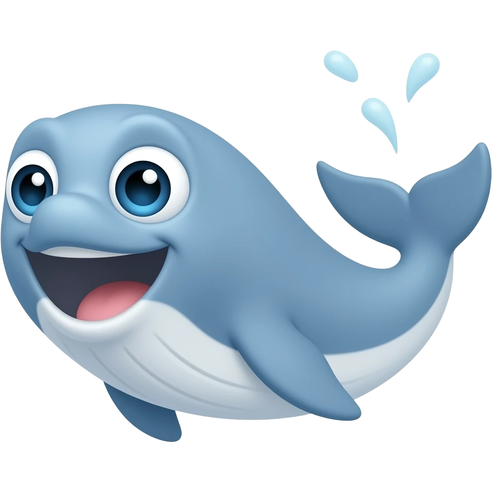 A dizzy and laughing humpback whale with large eyes emoji