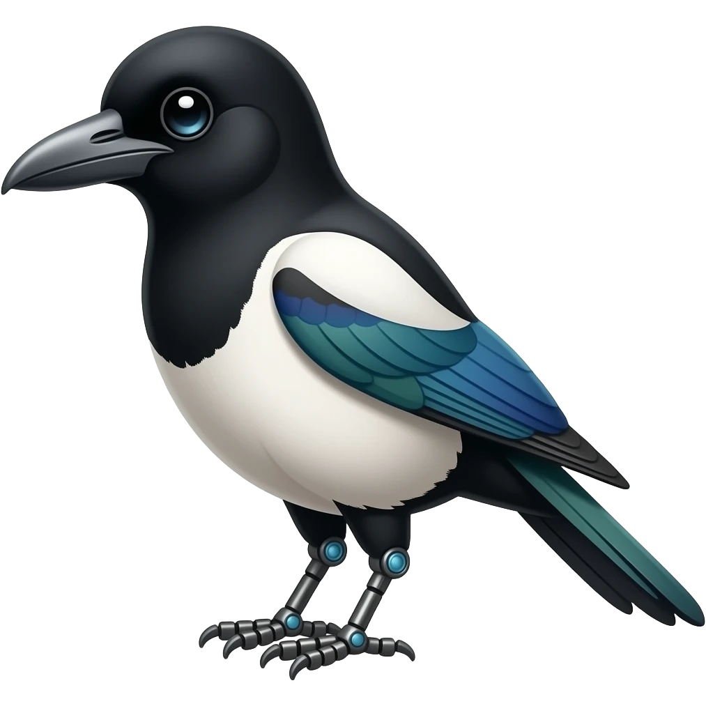 A robot Magpie AI engine emoji