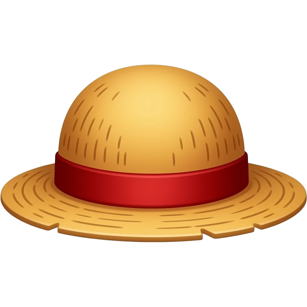 Sombrero de paja naranja con una sinta roja en medio como el de lufy emoji