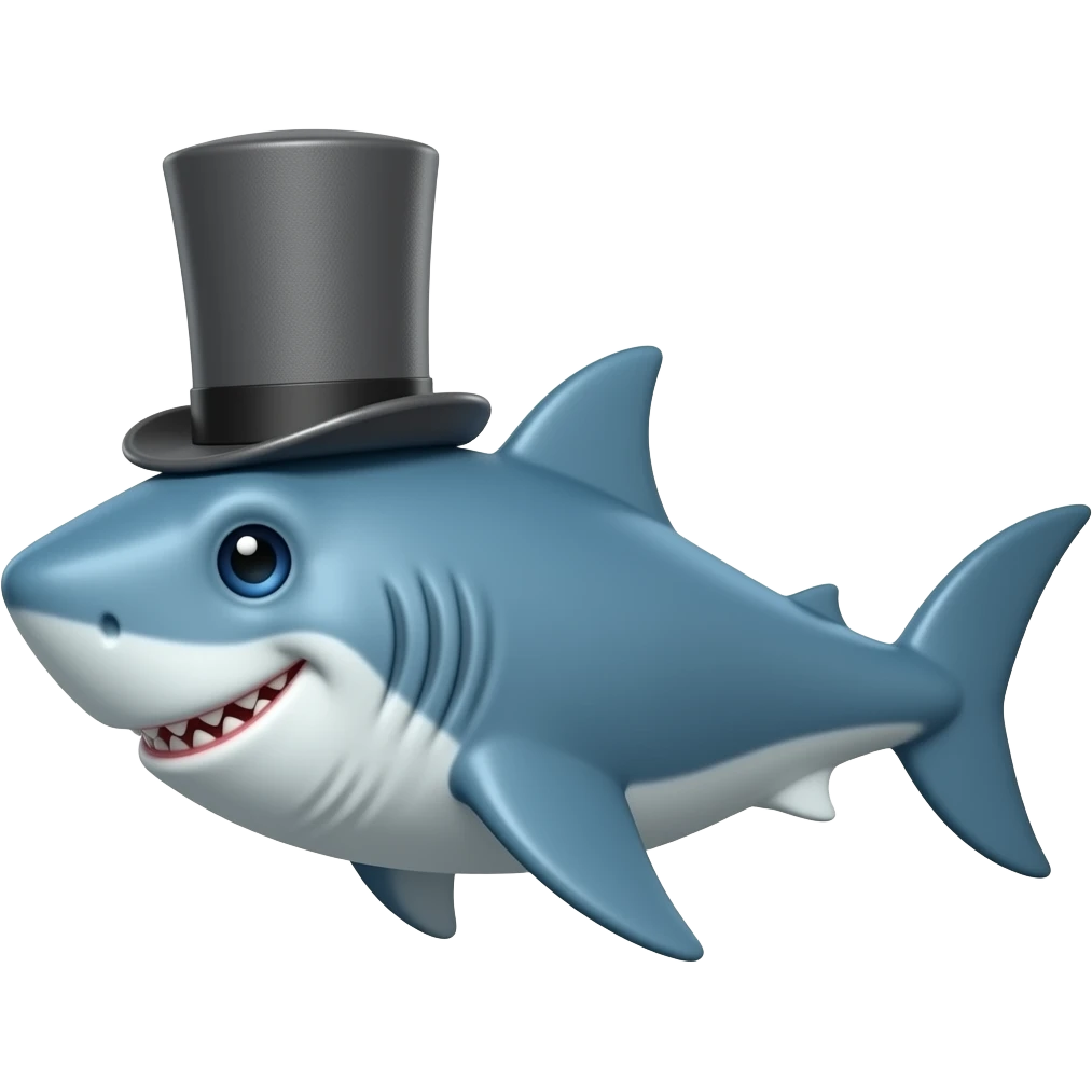 Shark with a top hat emoji