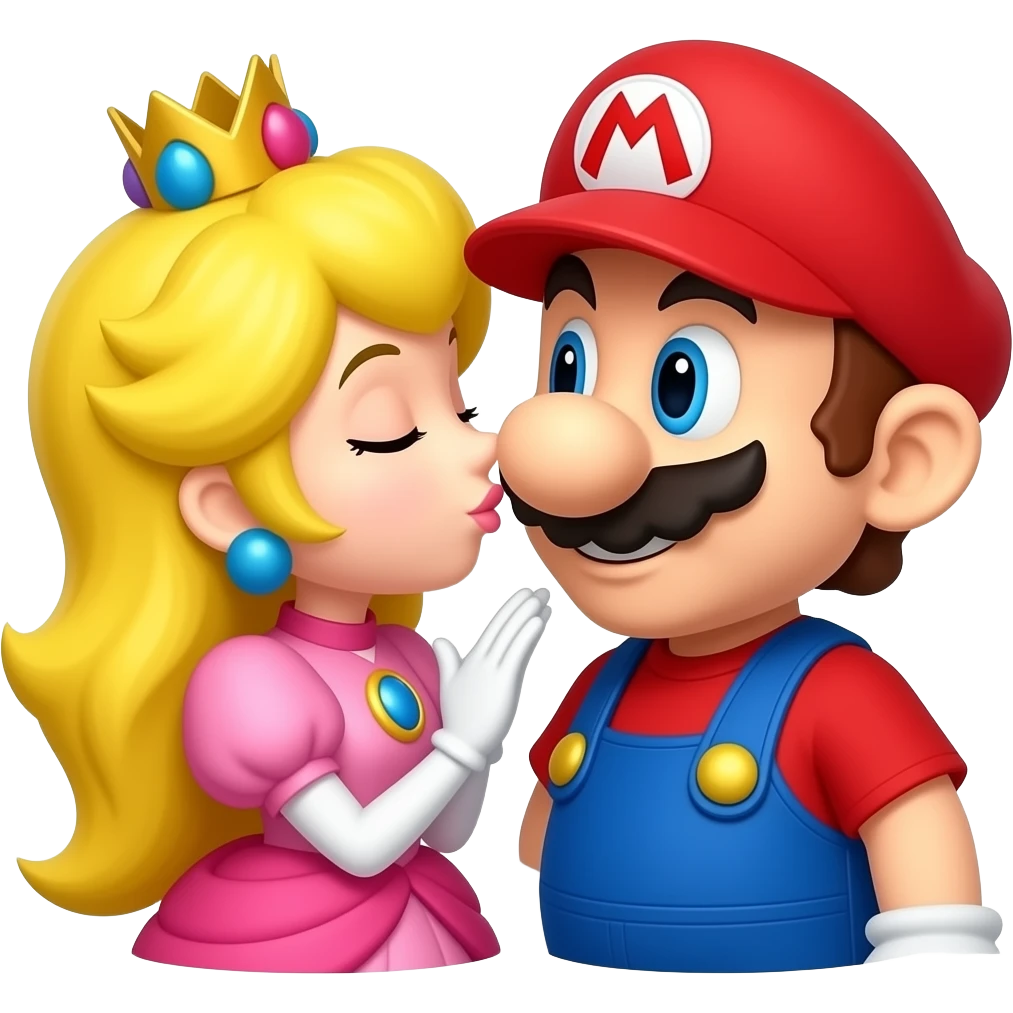 Princess Peach kissing Mario emoji