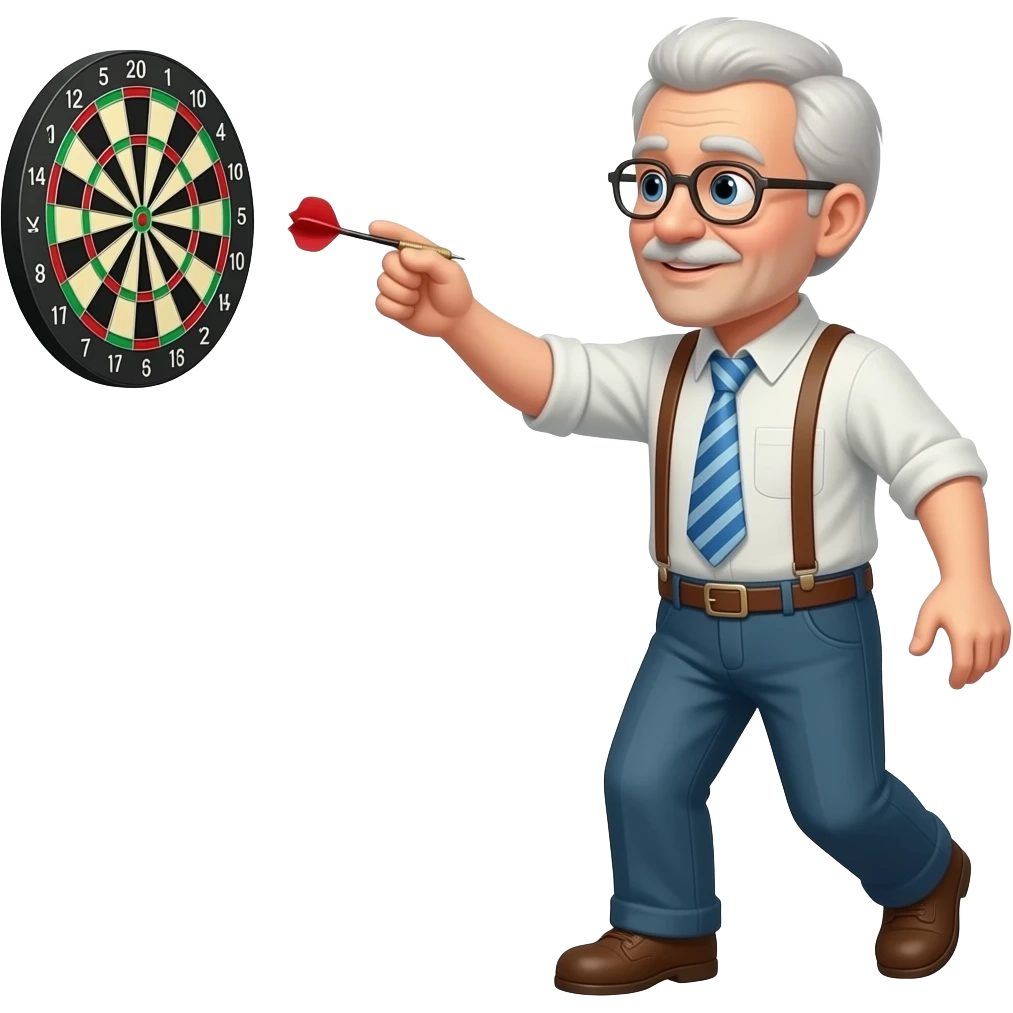 Old man throwing darts emoji
