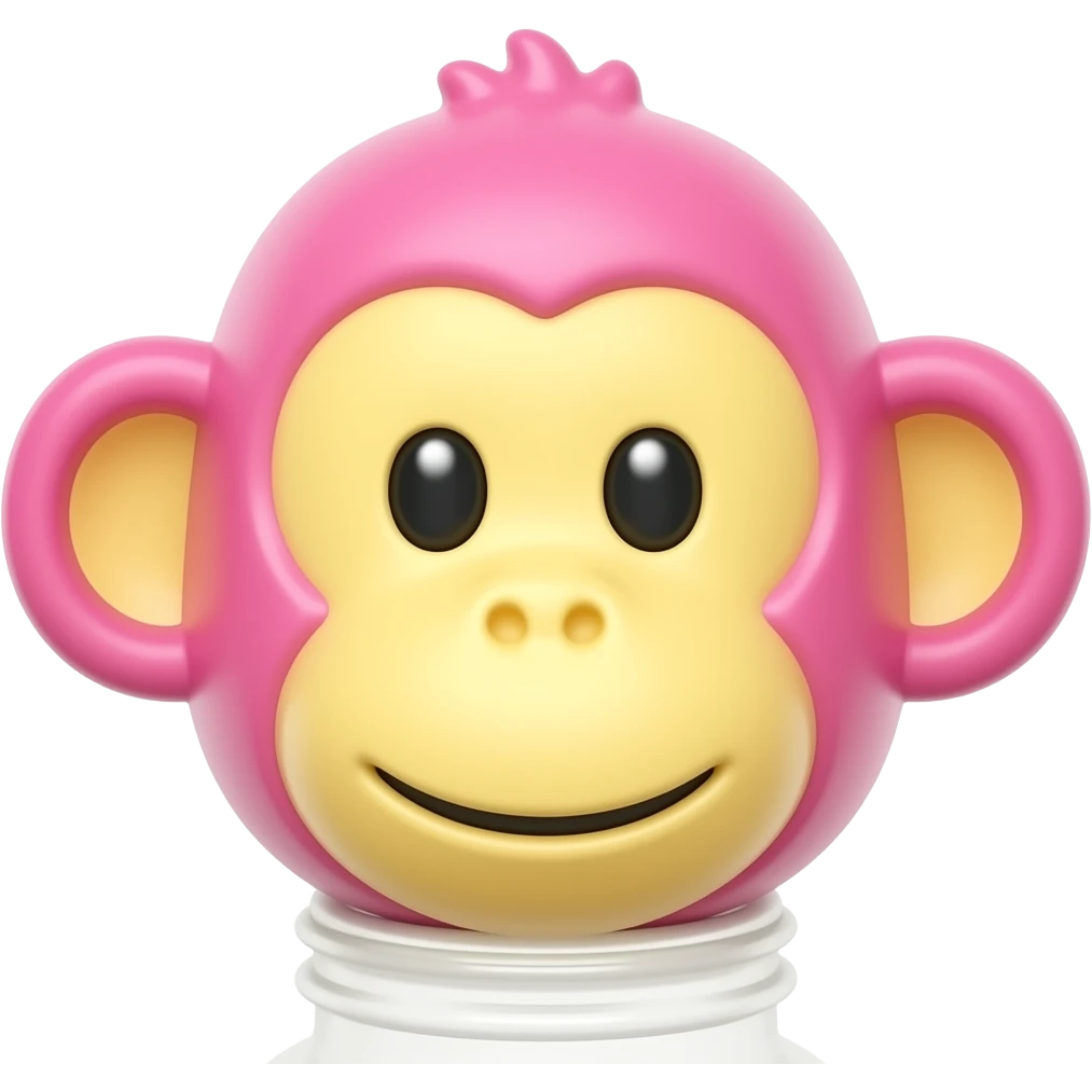 a bottle with supplement gummies in the shape of an monkey head in pink and yellow colors (like Monkids Multivitamin Barn)  (for kid with the writing "VITAMINGODIS" on the label. emoji