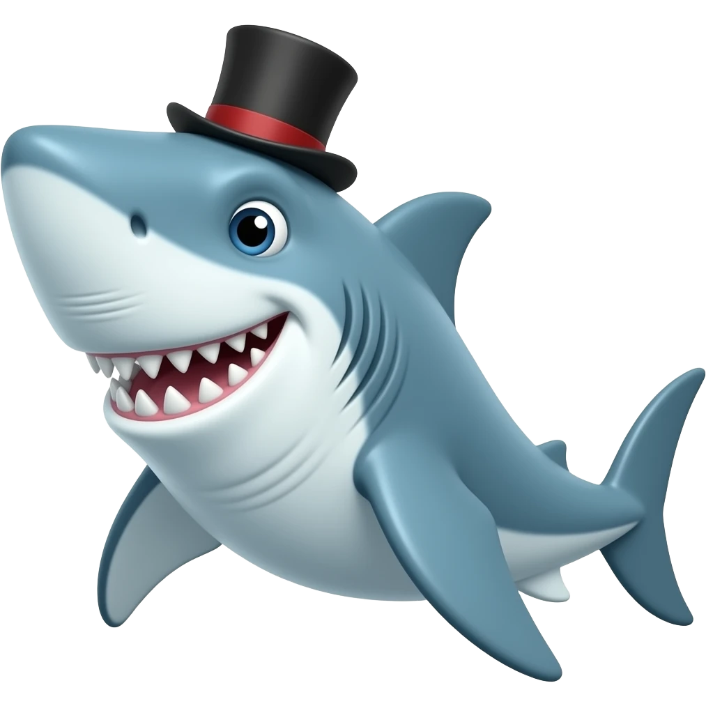 Shark with a top hat emoji