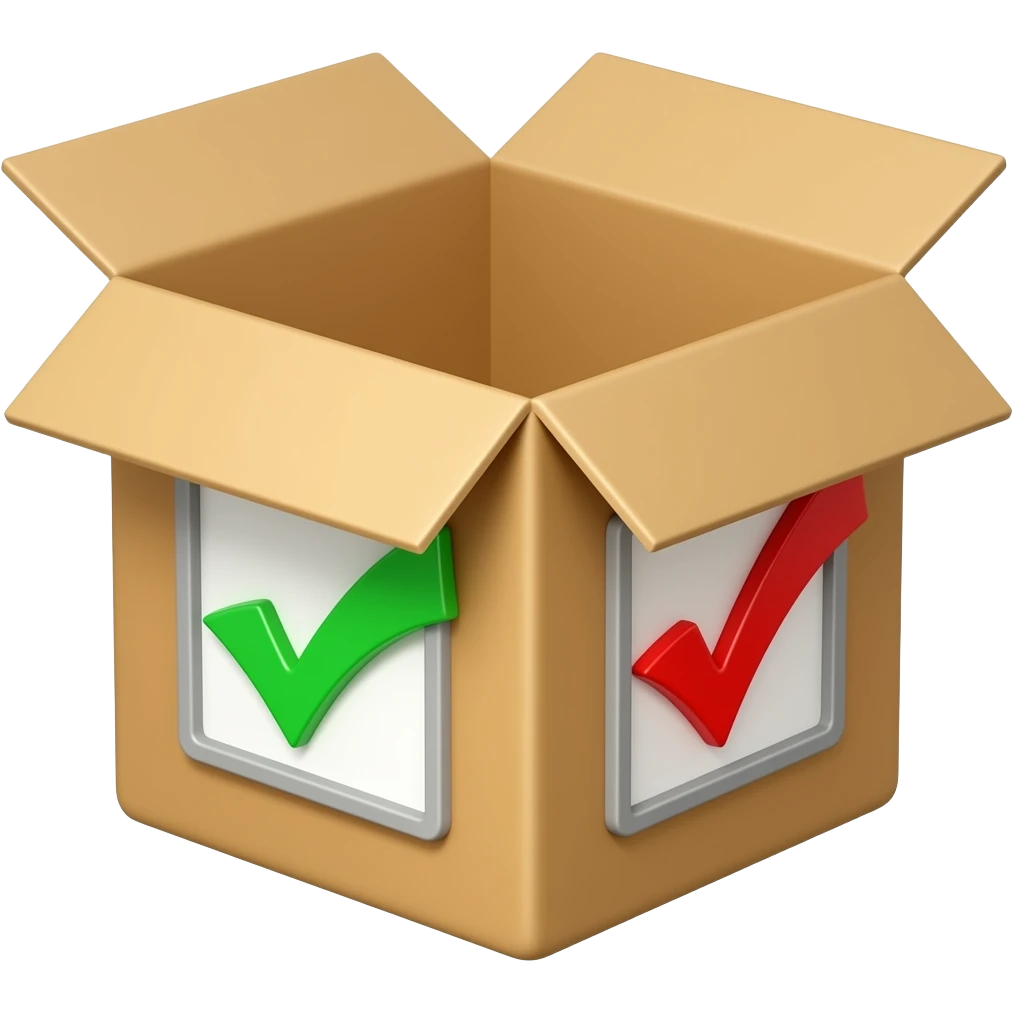 One check for yes, and two checks for no in a box emoji