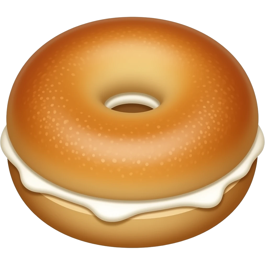 Everything bagel split next to each other with cream cheese on them emoji