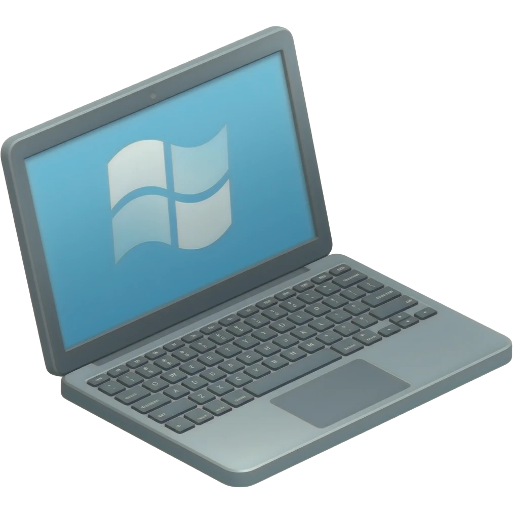 gray laptop with gray keys and windows screen emoji